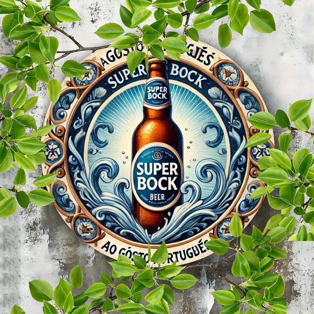 Super Bock Vintage-Aluminiumschild mehrfarbig B/H: 20 x 20 cm - Bild 1