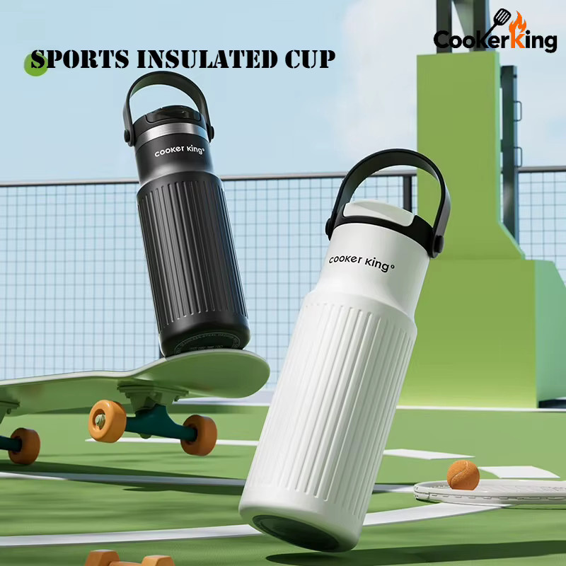 Cooker King Outdoor-Thermoskanne aus 316 Edelstahl und PP in Grün, 650 ml Sport-Isolierbecher und Wasserflasche - Bild 3