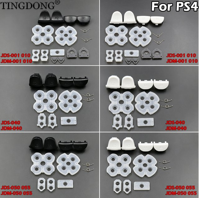 TingDong Reparaturset für PS4-Controller mit L1 R1 L2 R2 Trigger-Tasten, leitfähigen Gummipads und Federn in Schwarz, passend für JDS/JDM-001, JDS/JDM-011, JDS/JDM-040, JDS/JDM-050 und JDS/JDM-055 - Bild 1