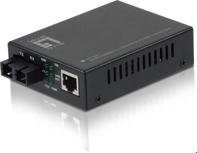 LevelOne GVT-2001 Gigabit-SC Mediakonverter Schwarz mit Ethernet/LAN - Bild 1