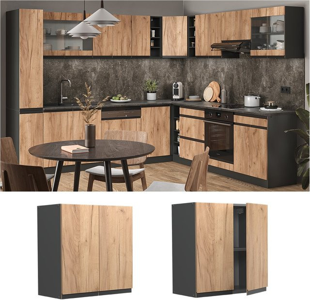 Vicco Hängeschrank R-Line J-Shape Küchenschrank in Anthrazit und Eiche, Breite: 60 cm - Bild 1