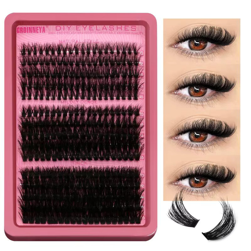 HNKMP 3D Faux Mink Cluster Wimpern-Set, Einzelne Volumen-Wimpern, Gemischte Farben - Bild 2