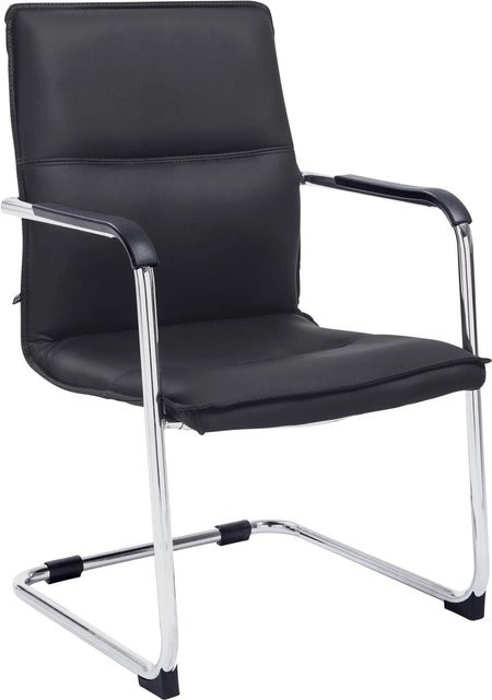 DELUKE Besucherstuhl SEATTLE Konferenzstuhl aus Kunstleder und Metall in Schwarz, H 92 cm x B 56 cm x T 60 cm - Bild 1