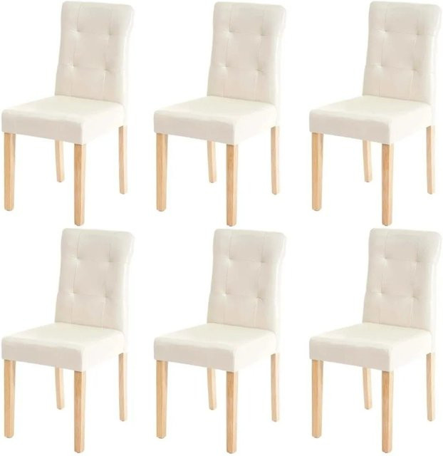6er-Set Esszimmerstühle MCW E58 aus Kunstleder in Beige mit Gummholzbeinen - Bild 2