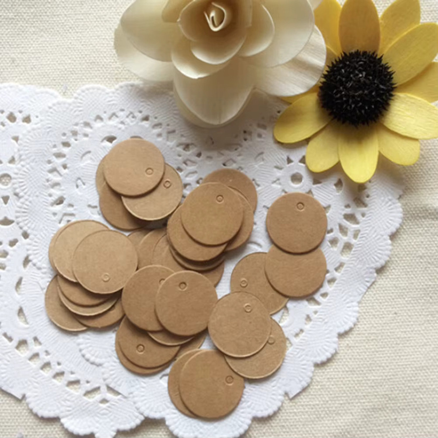 100 Stück runde Kraftpapier-Anhänger in Braun, 2 cm Durchmesser für DIY Lebensmitteletiketten und Geschenke - Bild 3