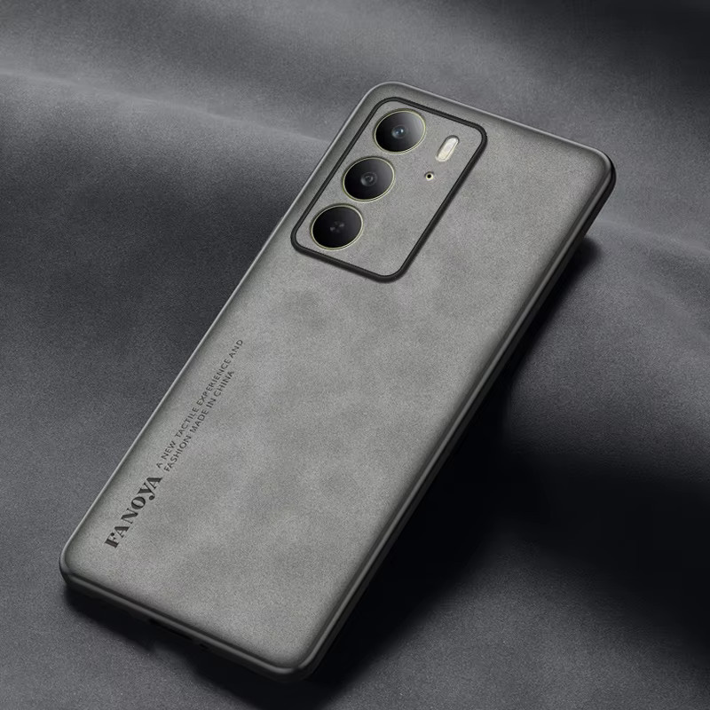 Luxus Handyhülle aus Schaffell, PU Leder und Silikon für Realme C75 und Realme C85 in Rot - Bild 2