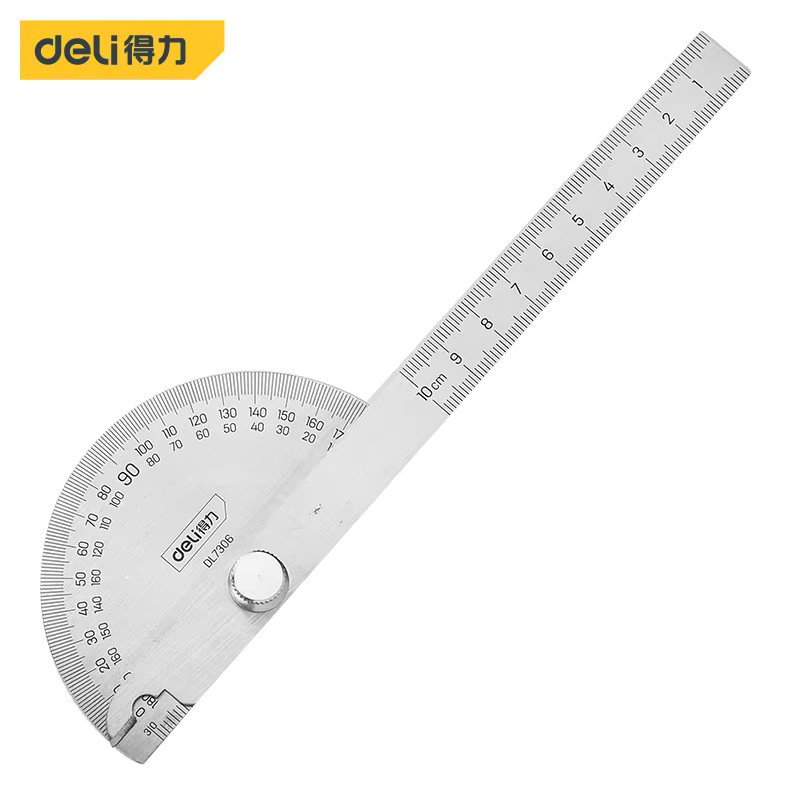 Deli Winkelmesser aus Edelstahl für Holzbearbeitung, 150 mm, 180 Grad Messlineal - Bild 2