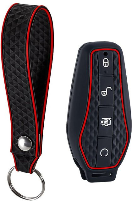 Silikon Auto Schlüsselabdeckung Hülle mit Schlüsselanhänger für BYD Song Pro, Han, Ev Max, Tang, Dm, Qin Plus, Yuan, Dolphin, E2 in Schwarz - Bild 1