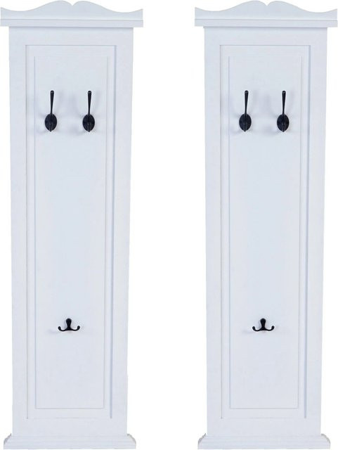 MCW 2er-Set Wandgarderobe H33 aus Paulowniaholz in Weiß Lackiert mit Shabby-Look, B: 109 cm, H: 28 cm, T: 4 cm - Bild 2