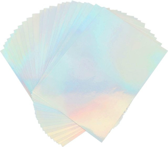22 Blatt holografisches Stickerpapier A4 wasserfest für Tintenstrahldrucker in Weiß und Multicolour - Bild 1