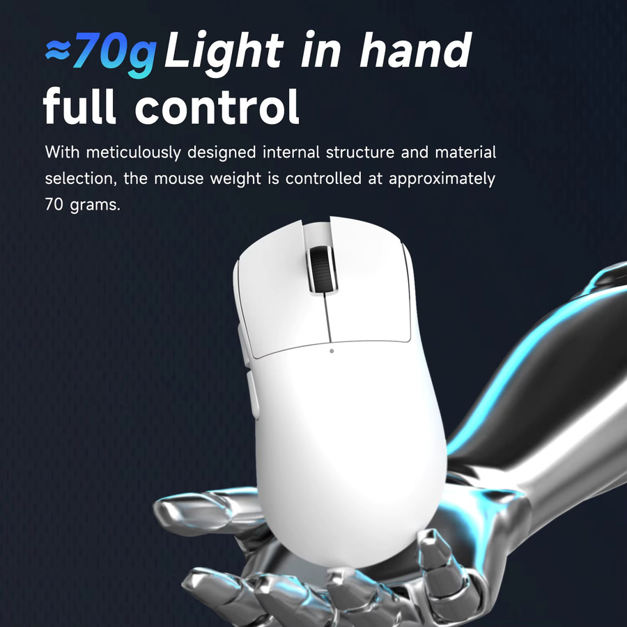 AJAZZ NJ08 MC Drei-Modus Wireless Gaming- und Büromaus in Weiß mit ultraleichtem Design und 1000Hz Berichtsrate via Bluetooth und Wi-Fi - Bild 5