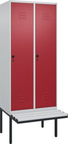 C+P Spind Classic PLUS Garderobenschrank mit Sitzbank, 2 Abteile, Lichtgrau, B/T/H: 212 x 80 x 81,5 cm - Bild 1