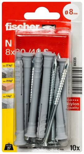 Fischer Nageldübel N 8 x 80/40 S in Silber, 10 Stück - Bild 1