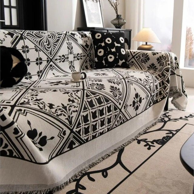 Nordic Böhmen Überwurf Decke mit geometrischem Farbblock-Design, Mehrfarbig, B/B: 180 x 180 cm - Bild 1