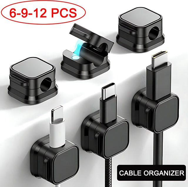VAORLO Magnetische Kabelclips zur Kabelaufbewahrung als selbstklebender Kabelhalter für Zuhause, Büro und Auto in Schwarz oder Weiß - Bild 1
