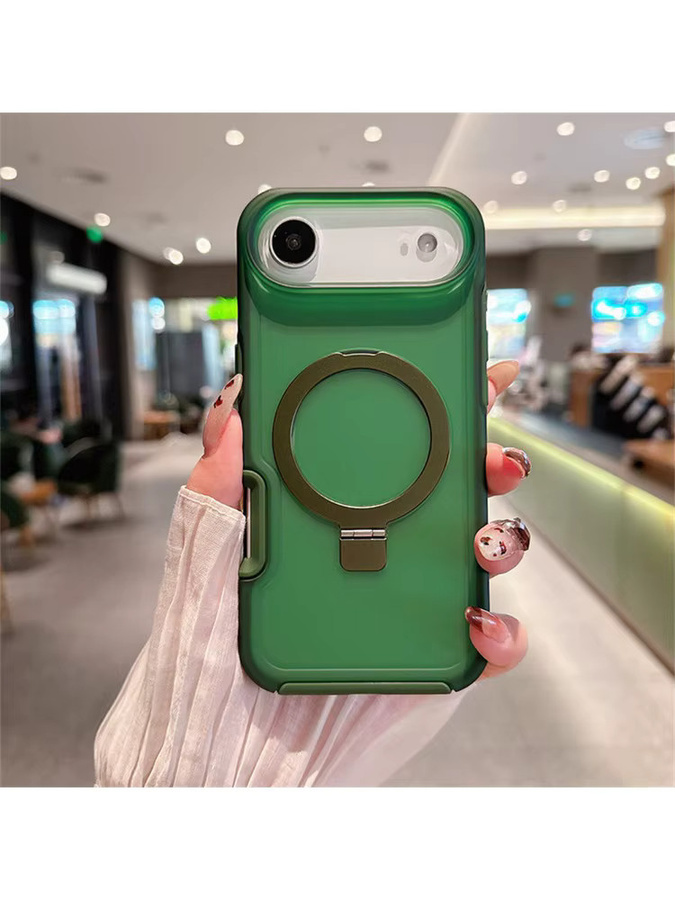 OTT Magnetische Ring Halterung Schutzhülle für iPhone 16 15 14 Plus, Stoßfestes Matte Design aus PC und TPU, Transparent oder Lila - Bild 2