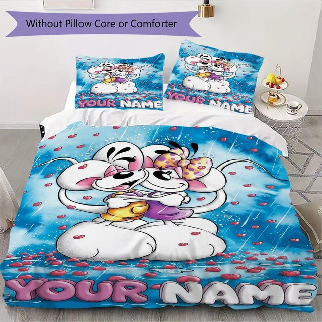 Personalisierte diddl Bettwäsche von UI LOOL in Blau, Set bestehend aus 1 Bettbezug und 2 Kissenbezügen, B/H: 135 x 200 cm - Bild 1