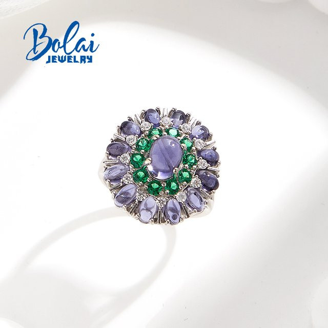 Bolaijewelry Ring 925 Silber, Iolith, Zirkonia, Damen - Bild 1