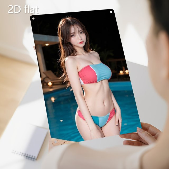 CIFBUY Vintage Bikini Girl Metall-Wandkunst Retro Portrait in Mehrfarbig - Bild 1