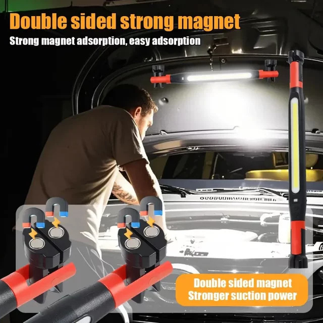 Heinast Wiederaufladbare LED-Arbeitsleuchte mit Magnetfuß und Haken in Schwarz - Bild 1