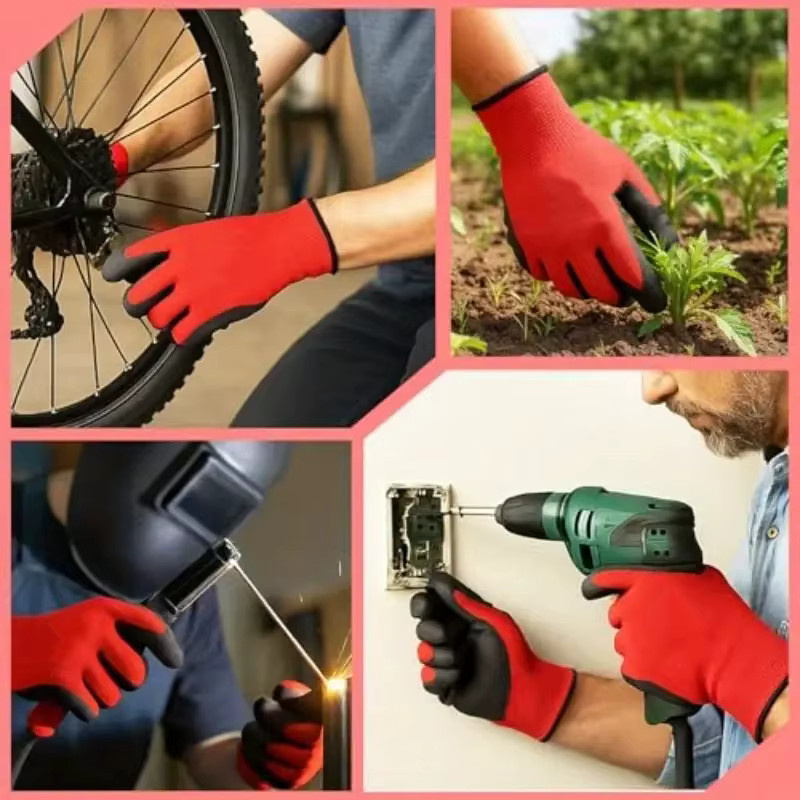 YUMARCH Sicherheits-Arbeitshandschuhe mit Nitril-Beschichtung, rutschfest und nahtlos gestrickt für Mechaniker, Elektro und Bauarbeiten - Bild 5