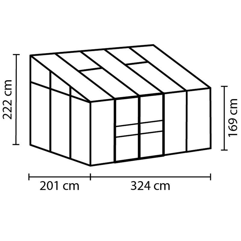 Vitavia Anlehn-Gewächshaus Osiris 6500 in Smaragdgrün mit 6,5 m² Fläche, Pultdach und Doppel-Schiebetür aus Aluminium und Sicherheitsglas - Bild 2