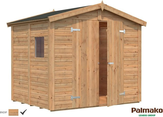 Palmako Dan Holz-Gartenhaus aus Fichtenholz in Braun mit Satteldach und inklusive Boden B/H/T: 261 x 220 x 190 cm - Bild 1