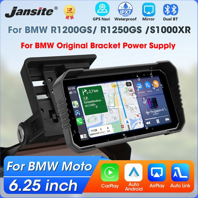 jansite CarPlay Display für BMW Motorrad mit GPS Navigation und Android Auto, 6,25 Zoll, Schwarz - Bild 1