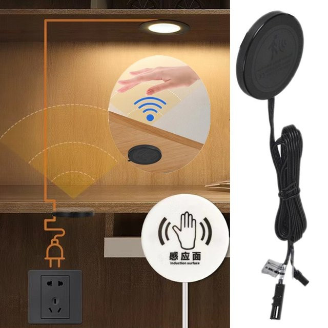 Smart Touch Sensor Schalter Dimmer in Schwarz für LED Streifen, Schrank und Korridor, DC5V 12V 24V, durchdringbar - Bild 1