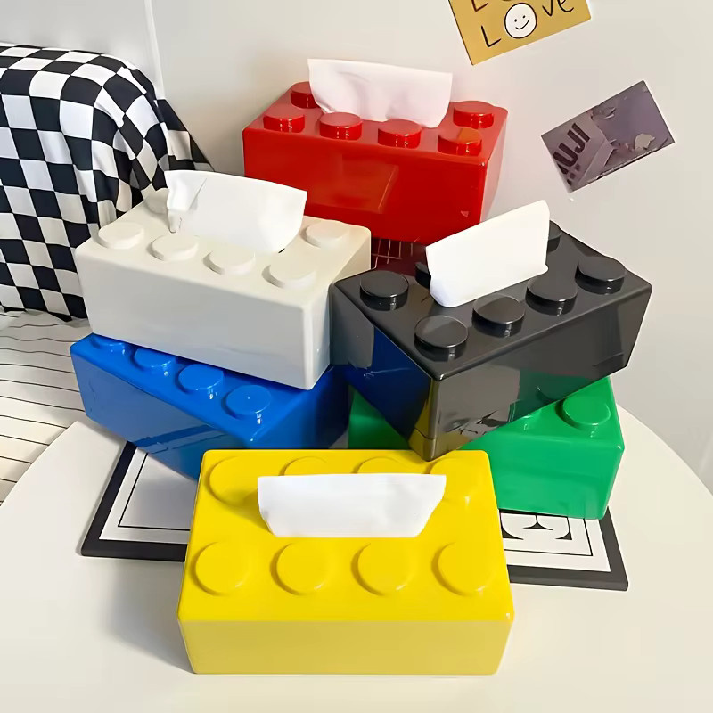 PGY Taschentuchbox im Baustein-Design, grüne Serviettenbox aus Kunststoff für Wohnzimmer und Couchtisch, B: 20,0 cm, H: 8,0 cm, T: 1,0 cm - Bild 2