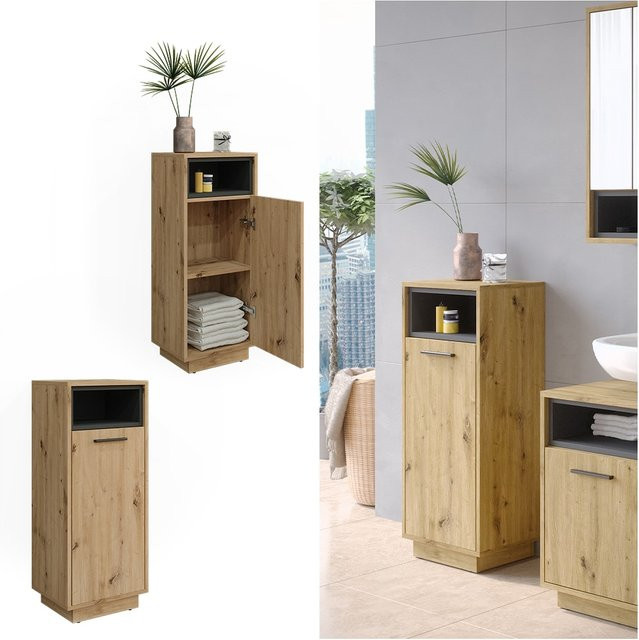 Vicco Midischrank Beatrice Badschrank für das Badezimmer in Eiche und Anthrazit, B/T/H: 38 x 30 x 93 cm - Bild 1