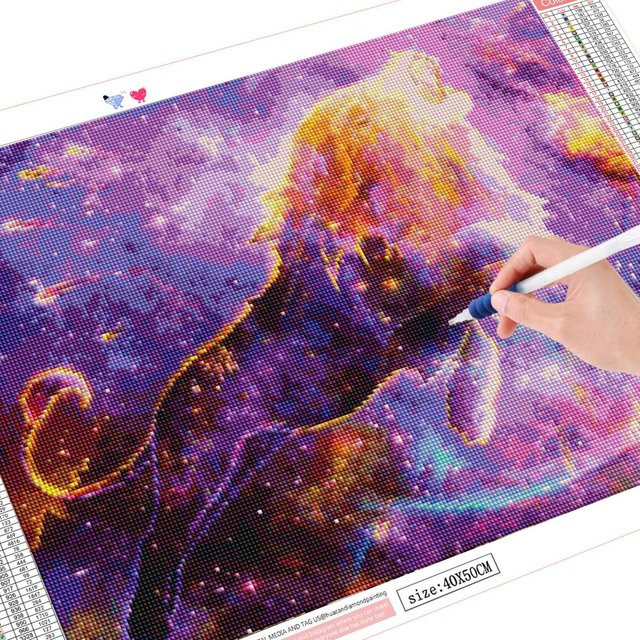 FIYO 5D Diamantmalerei Löwe Tier als Stickerei in Mehrfarbig, B/H: 20 x 30 cm - Bild 1