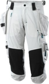 Mascot Dreiviertel-Hose mit Hängetaschen in Weiss mit reflektierenden Elementen und Cordura-Material, Größe C62 - Bild 1