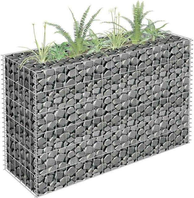 DELUKE Gabionen Hochbeet ROON aus verzinktem Stahl in Silber, B/T/H: 90 x 30 x 60 cm - Bild 1