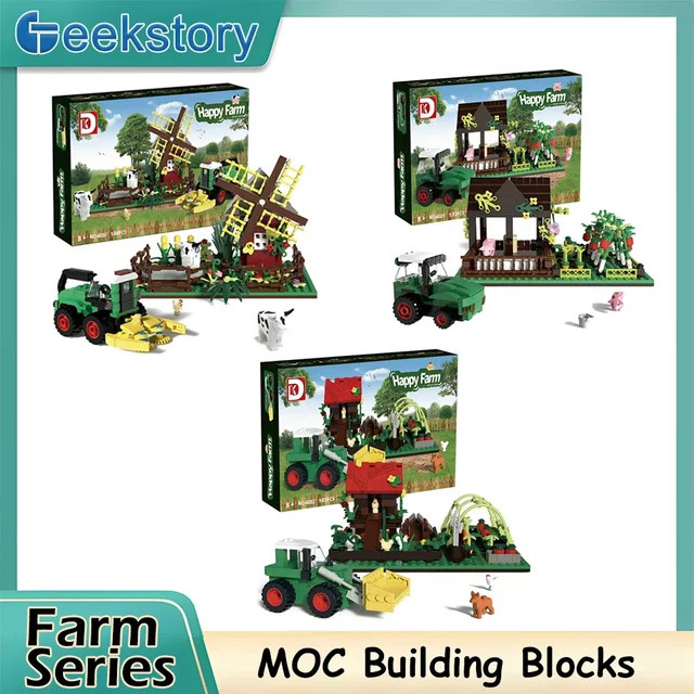 wishiot Happy Farm Bausteine, Bauernhof, Tiere, Bunt / Mehrfarbig - Bild 1