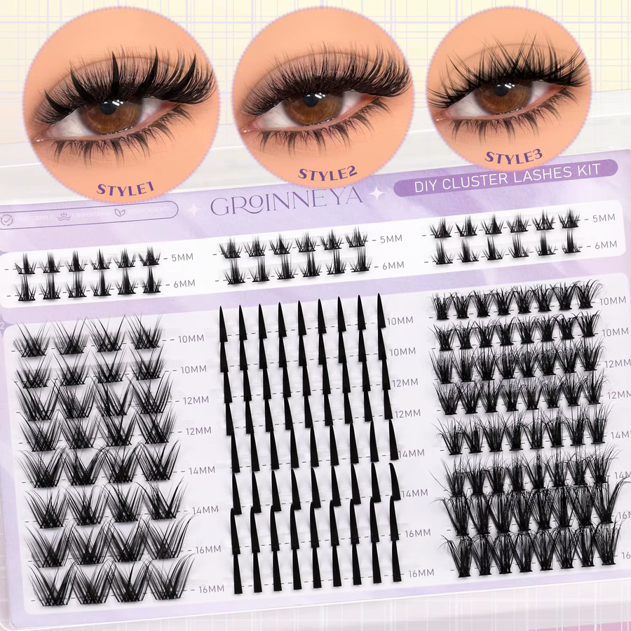 GROINNEYA Wimpern-Cluster, Volumen, DIY-Wimpernverlängerungen - Bild 2