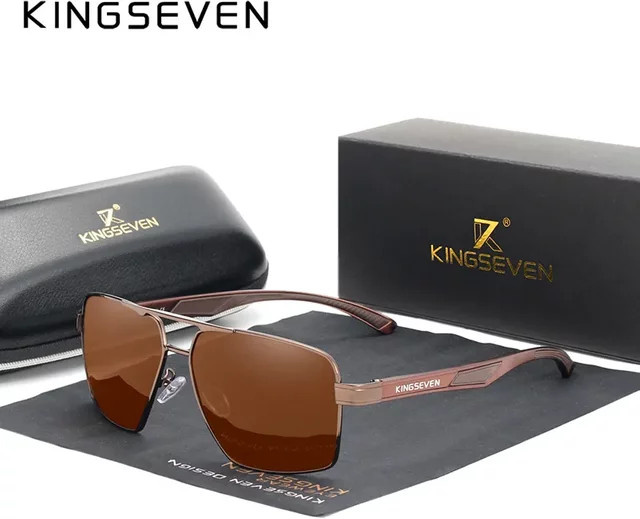 Kingseven Design Sonnenbrille, Vollrand, rechteckig, braun, Unisex, polarisiert - Bild 1