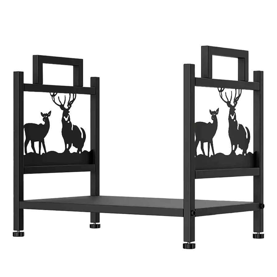 combiubiu Kamin Holzregal aus Metall in Schwarz Matt, B/T/H: 42 x 30 x 42 cm - Bild 6