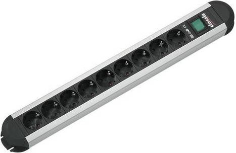 Bachmann 330.072 Steckdosenleiste mit Schalter aus Aluminium in Schwarz und Grau mit Schutzkontakt - Bild 1