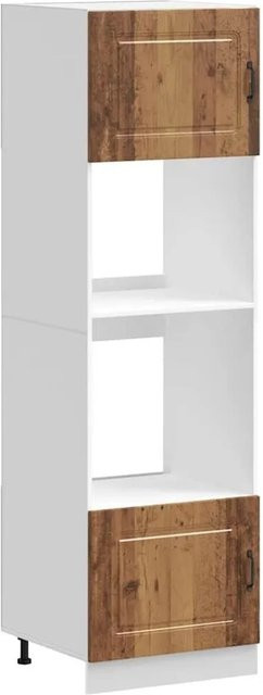 2er-Set vidaXL Herdumbau-Schränke Kalmar in Altholz-Optik, Farbe Braun und Weiß, B/T/H: 60,0 x 57,0 x 207,0 cm - Bild 1