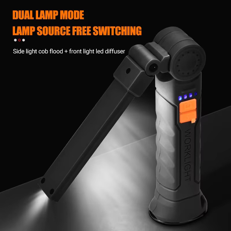 KDULIT COB LED Taschenlampe mit Magnet und USB-Wiederaufladung, Tragbare Arbeitsleuchte und Hängelampe in Schwarz mit Warmweißem Licht - Bild 5