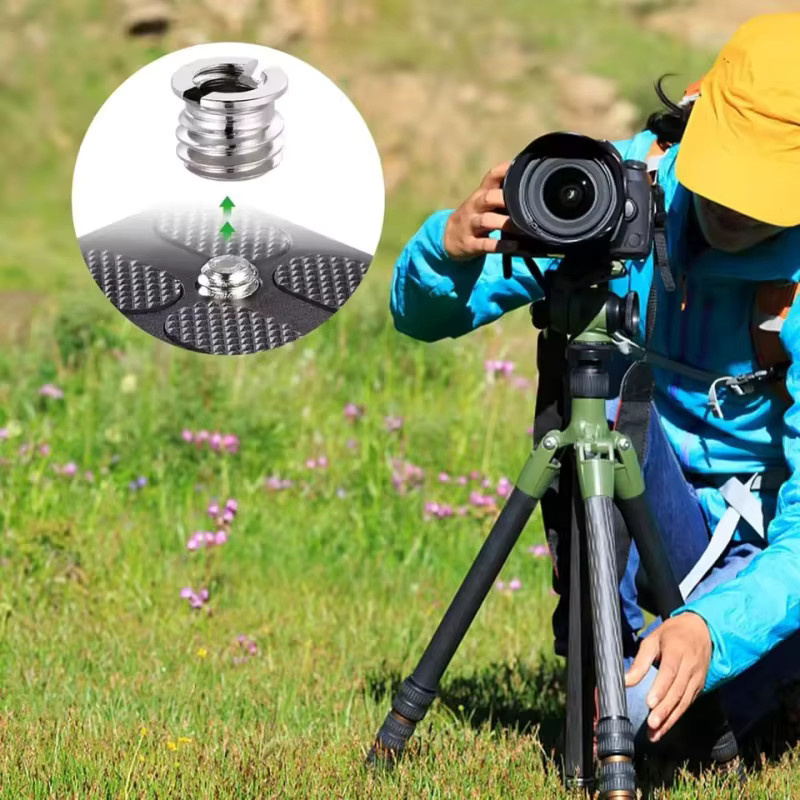 DIXSG Kamera Gewinde Adapter Set aus Edelstahl mit 1/4 bis 3/8 Zoll Schraube und Mutter in Silber für DSLR Kamera und Stativ - Bild 3