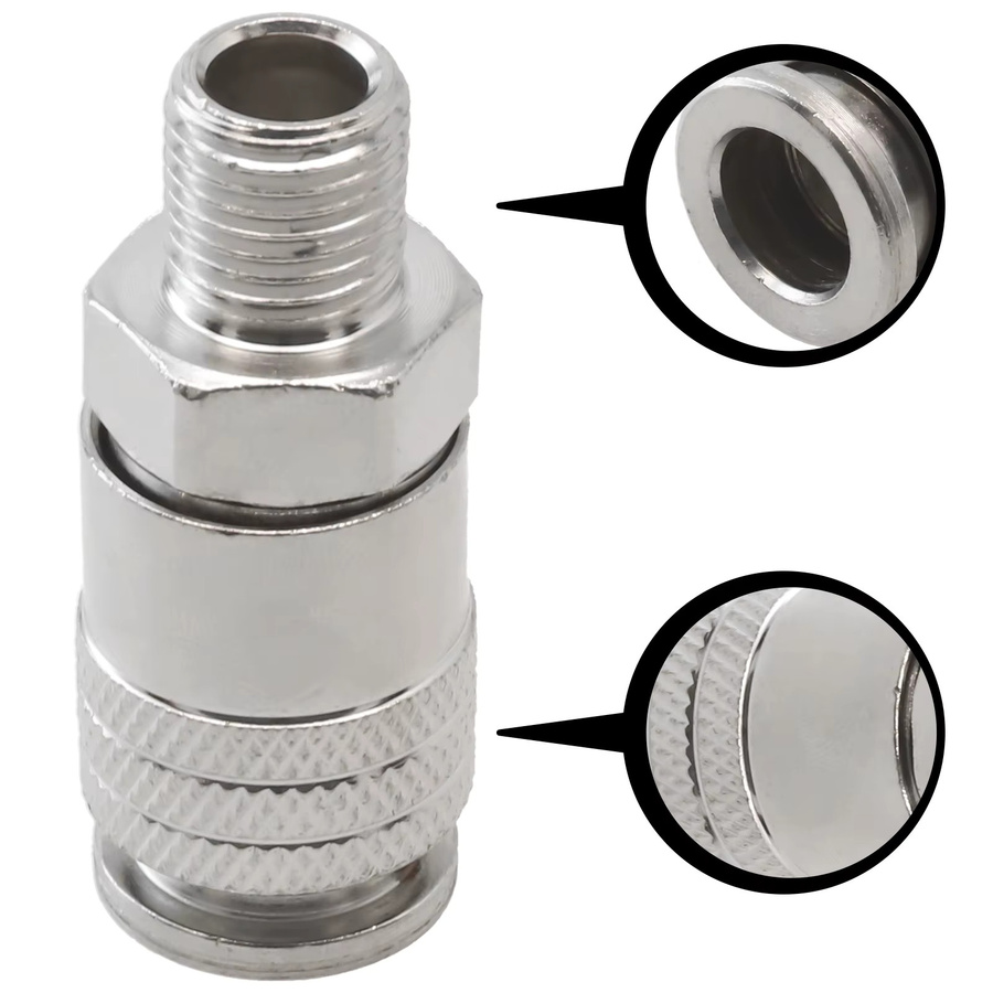 DAZZLEEX Pneumatischer Schnellkupplungs-Adapter aus Metall mit G1/4 Außengewinde in Silber für Luftwerkzeuge und Kompressoren - Bild 2