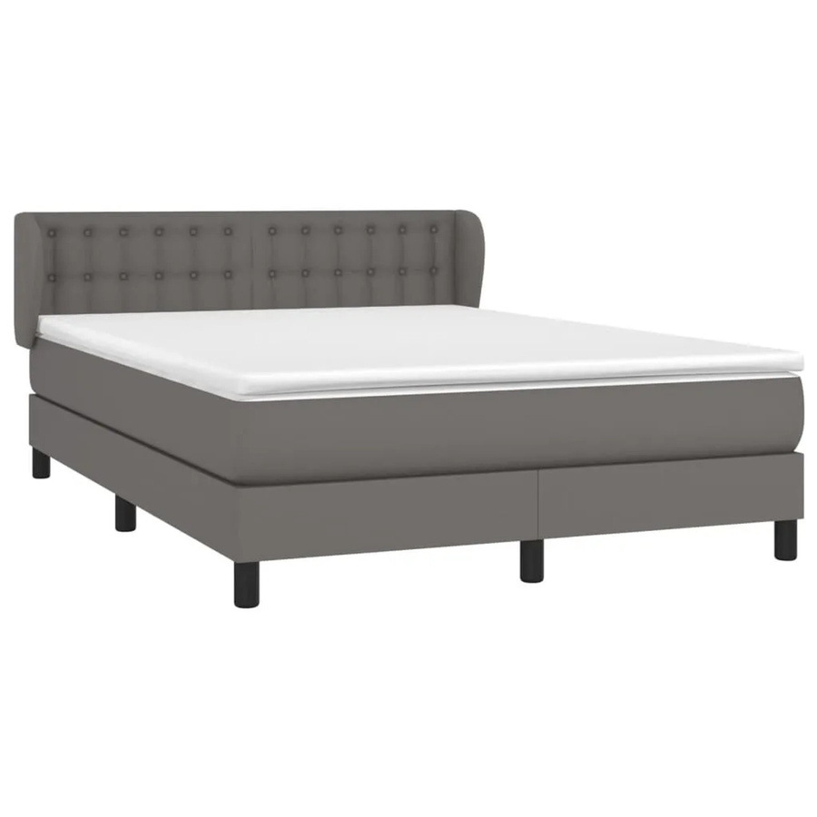 vidaXL Boxspringbett mit Matratze in Grau und Weiß, Hybrid-Design mit Taschenfederkern und Kunstleder, B/T: 140 x 200 cm - Bild 2