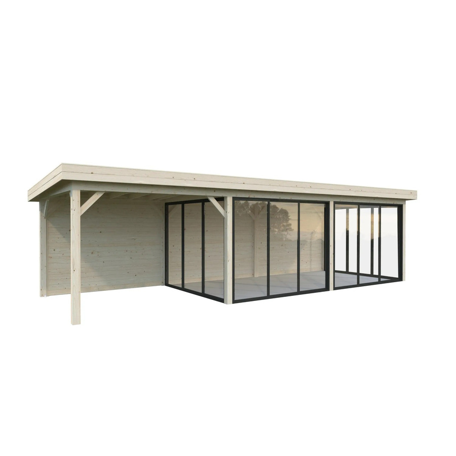 Palmako Pavillon Lenna Set 418 Slide in Braun mit ESG Glas und Alu-Schiebetüren, B/H/T: 876 x 245 x 300 cm - Bild 2