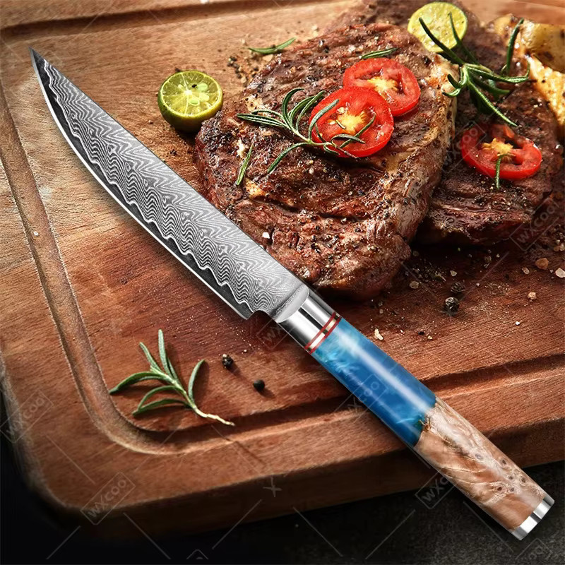 WXCOO Universal Kochmesser aus Damaststahl in Silber für Fleisch, Fisch und Gemüse - Bild 3