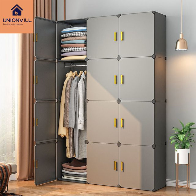 UNIONVILL Kleiderschrank aus Kunststoff, zusammenklappbarer Staubschutz-Schrank mit Kleiderstange und Türen - Bild 1
