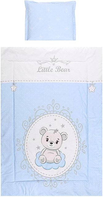 Lorelli Kinderbettwäsche 3-teilig mit Bären-Motiv in Blau, bestehend aus Bettdecke, Kissenbezug und Spannbettlaken - Bild 1