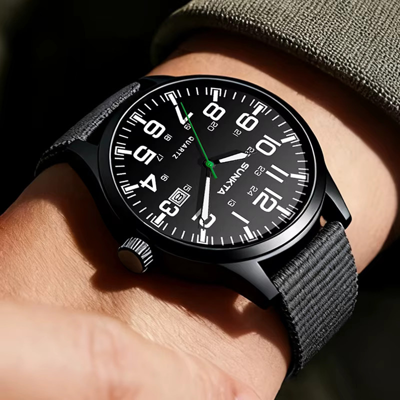 LIGE Armbanduhr Quarz, Nylon Strap, black green, Herren - Bild 4