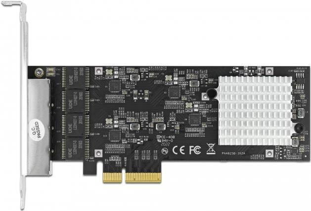 DeLOCK Netzwerkadapter PCIe 2,1 x4 mit 4 x 2,5 Gigabit Ethernet Anschlüssen in Schwarz (89192) - Bild 1